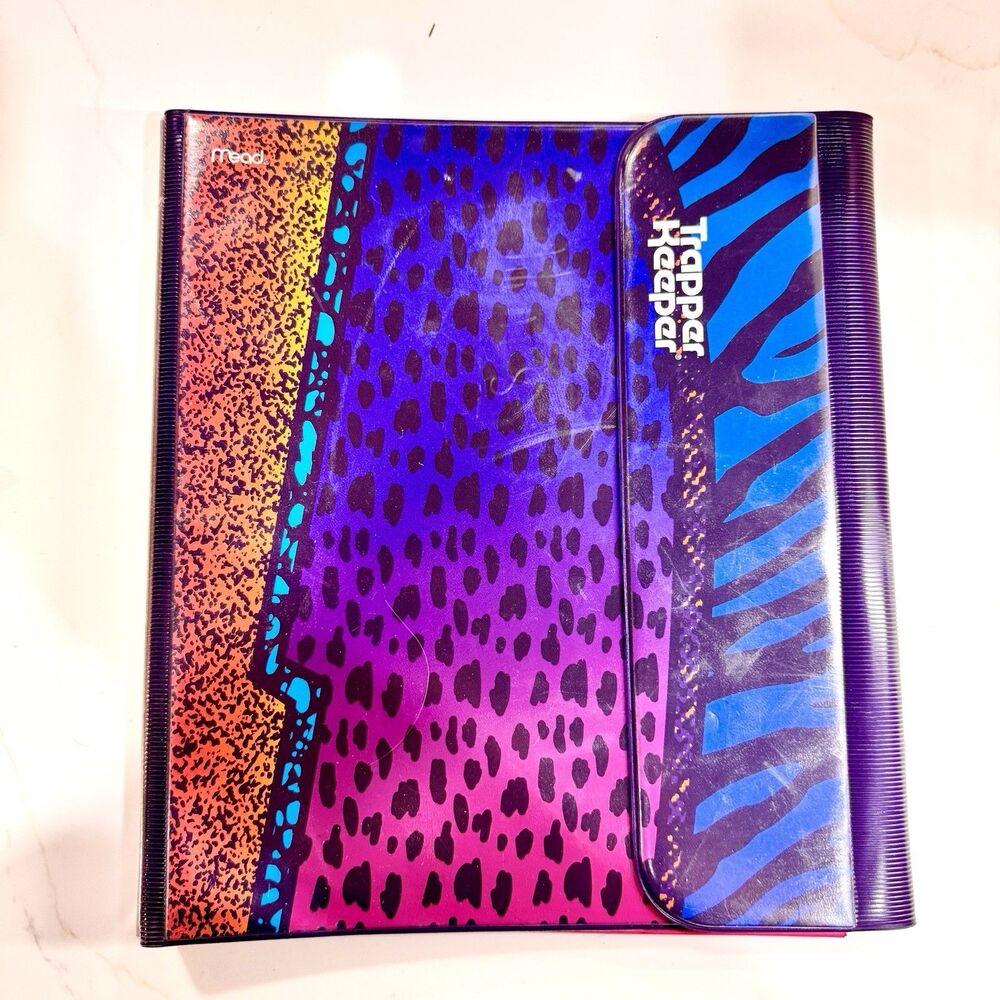 Mead Trapper Keeper Binder Retro Animal Print Neon Zebra Leopard 2022 Reissue